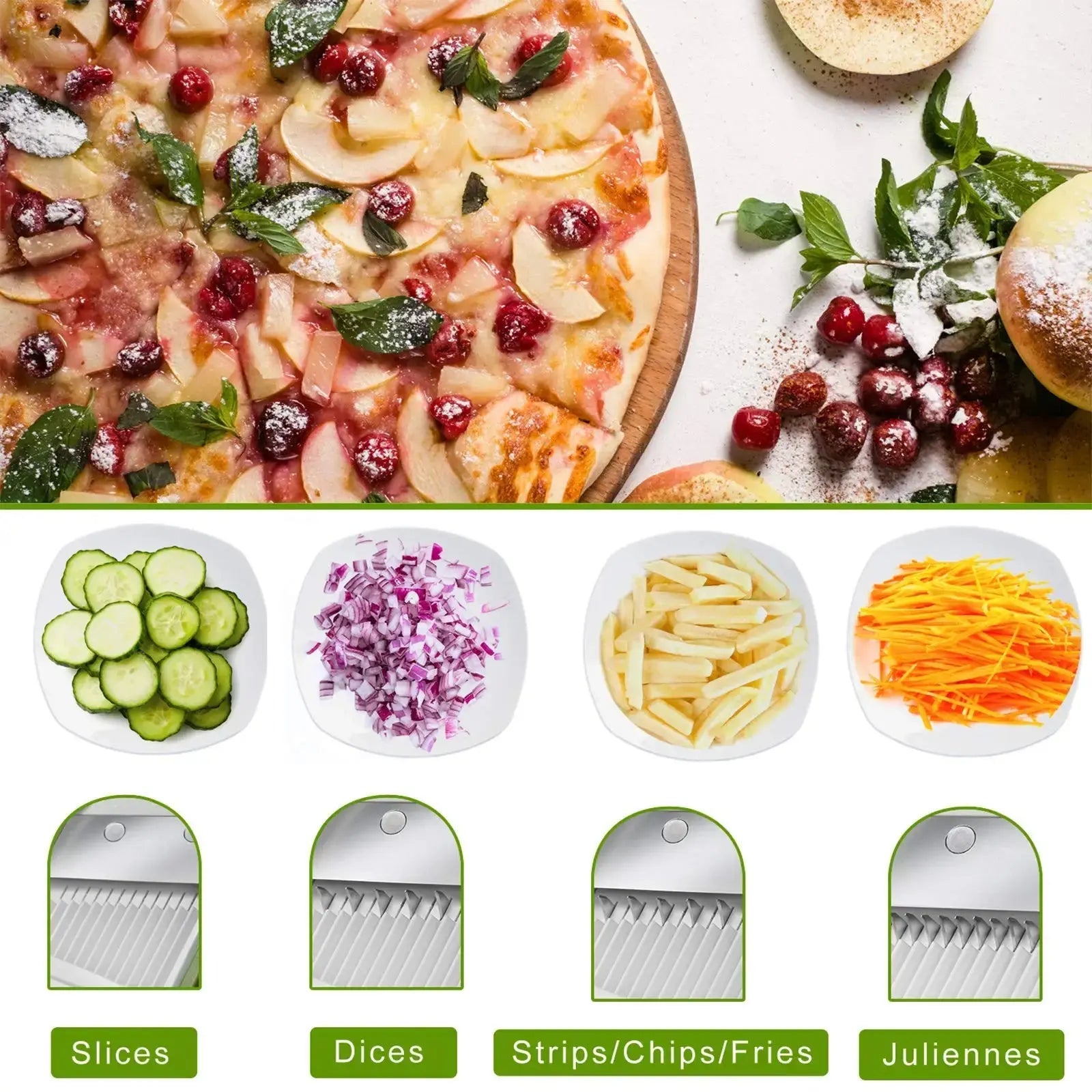 5 In 1 Vegetable Cutter Strip Cutter Adjustable Thickness Multi-Function Vegetable Cutter Safe Kitchen Accessories Gadget Hommart