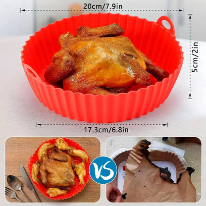 Silicone Air Fryer Baking Tray Circular Foldable Food Grade High Temperature Resistant and Easy to Clean Oven Mat Hommart
