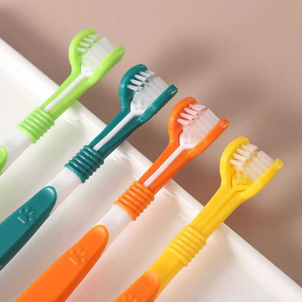 Three-Head Pet Toothbrush For Dogs And Cats Oral Cleaning Brush Care