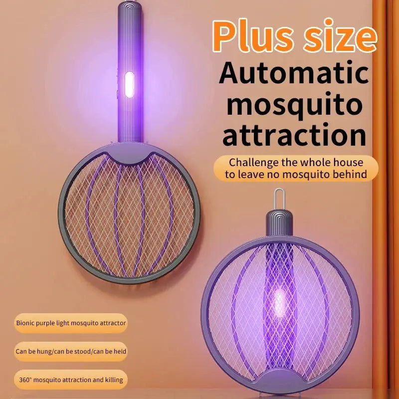 3-in-1 Foldable Electric Mosquito Swatter Electric Mosquito Killer Rechargeable Wall-Mounted Hommart