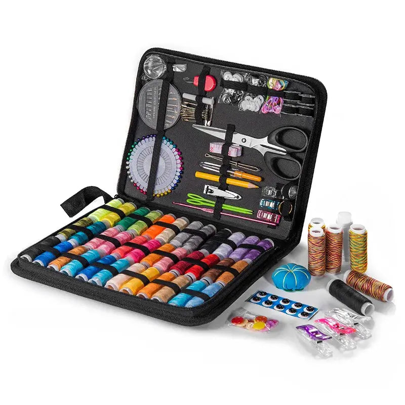 Sewing Kit Complete Set with Threads Needles Scissors Tape Measure Buttons and More Hommart