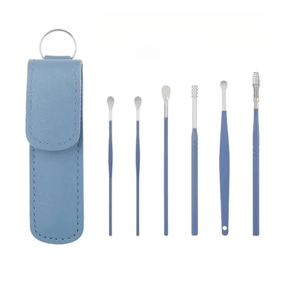 Effective 6Pcs Earwax Cleaning Tool with Spiral Earpick and Ear Curette Homemart