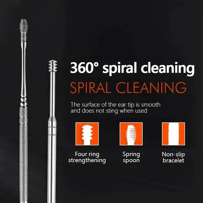 Effective 6Pcs Earwax Cleaning Tool with Spiral Earpick and Ear Curette Homemart