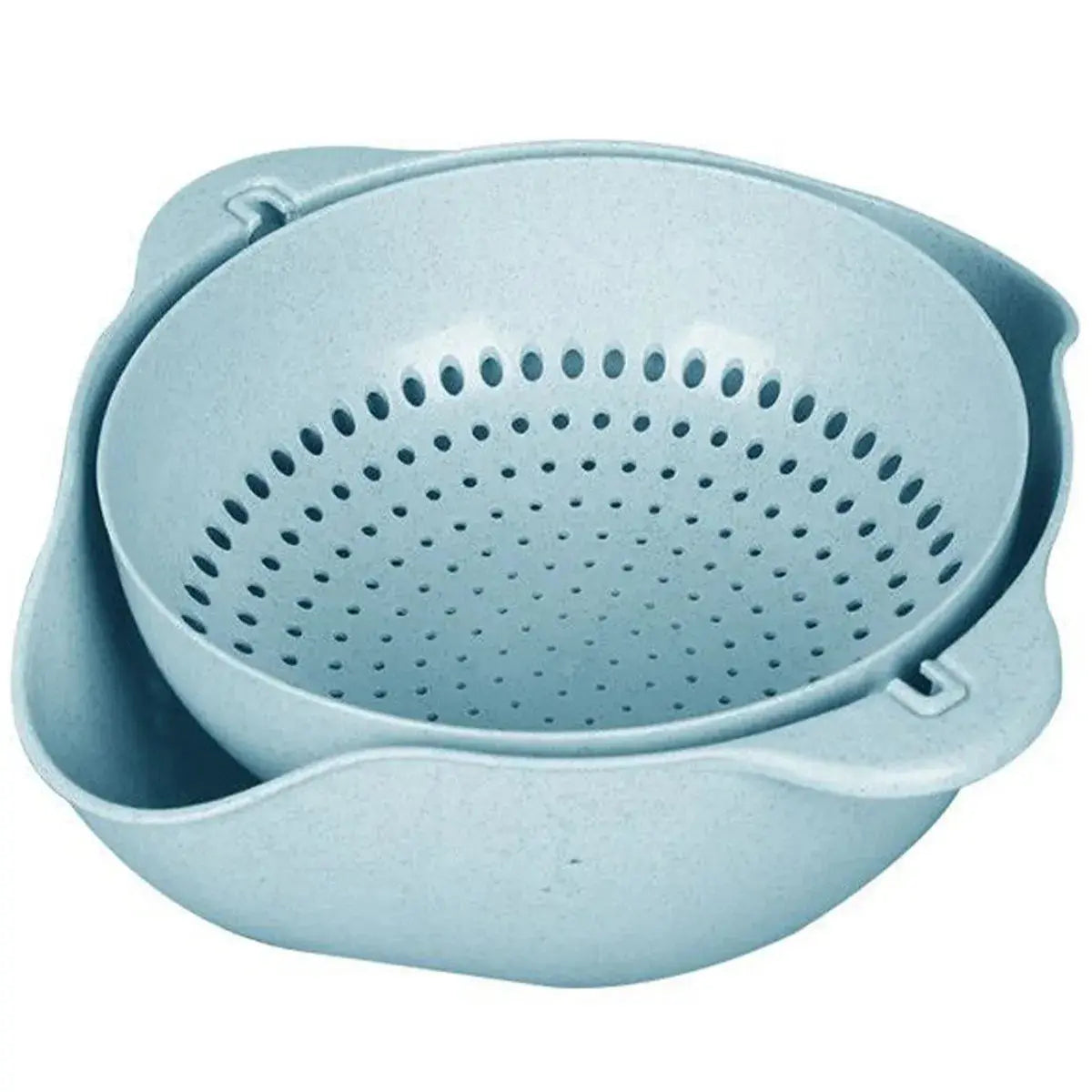 1Pcs Eco-Friendly Wheat Straw Double-Layer Colander Drain Basket Hommart