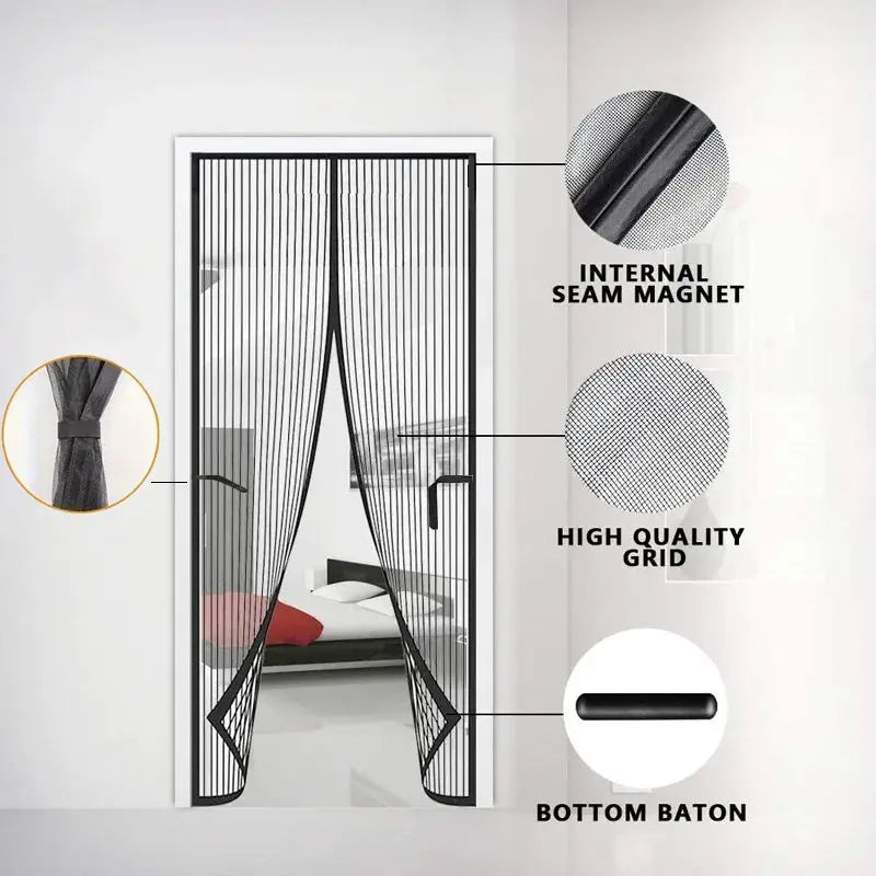 Magnetic suction door curtain, magnetic strip, mosquito proof handmade magnetic soft yarn door curtain Hommart