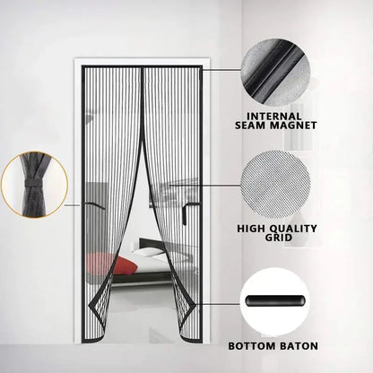 Magnetic suction door curtain, magnetic strip, mosquito proof handmade magnetic soft yarn door curtain Hommart