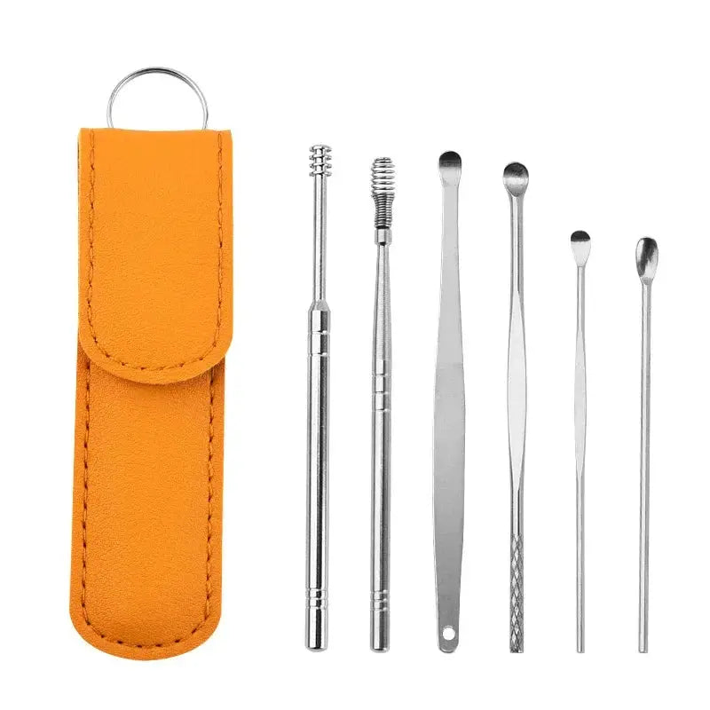 Effective 6Pcs Earwax Cleaning Tool with Spiral Earpick and Ear Curette Homemart