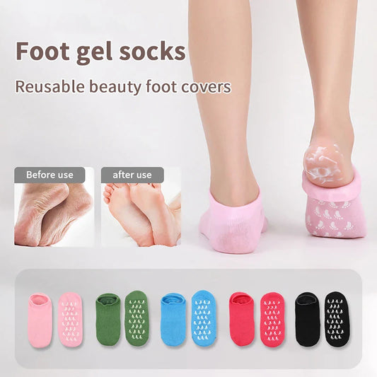 1Pair Multi Colored Essential Oil Moisturizing Socks Gloves For Dry Cracked