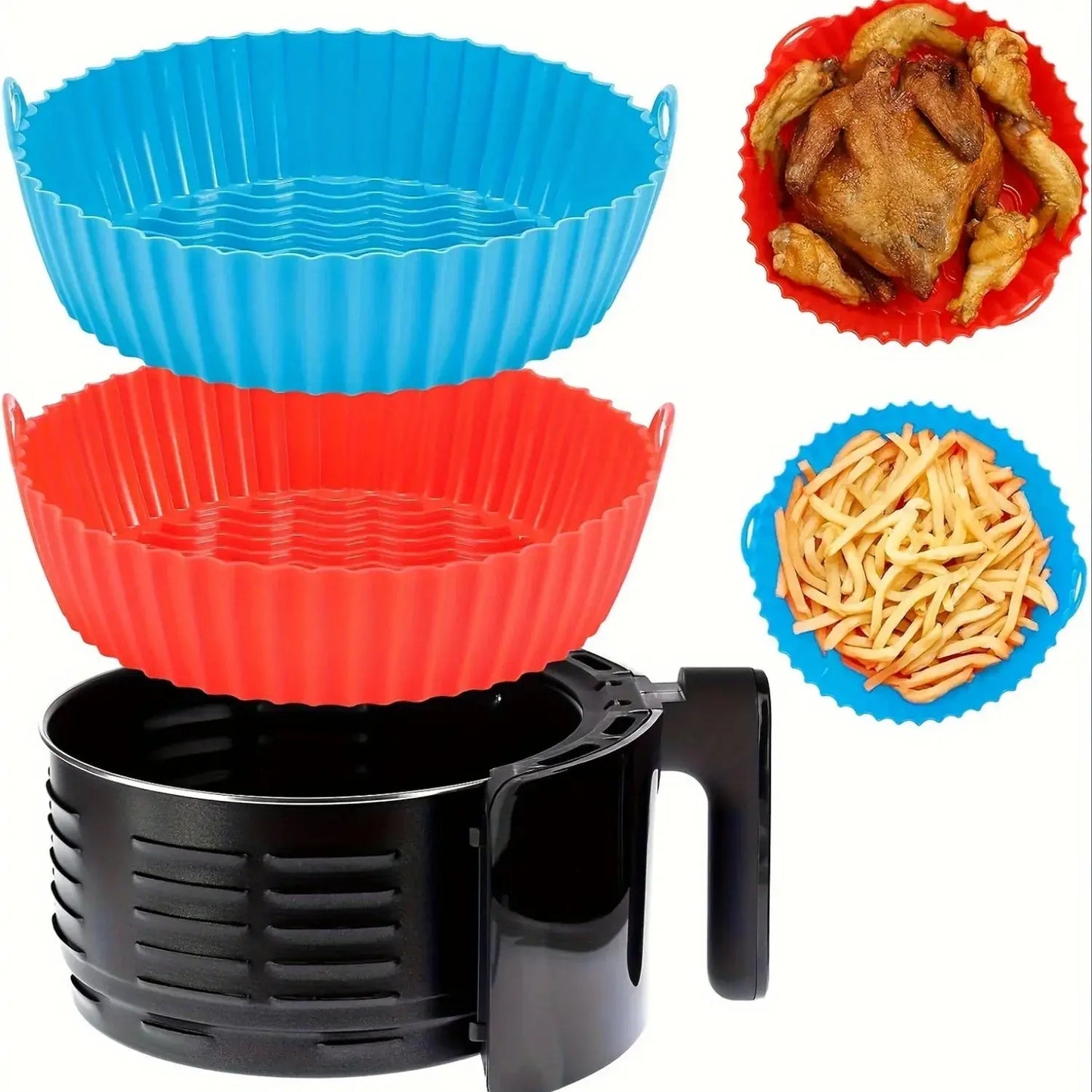 Silicone Air Fryer Baking Tray Circular Foldable Food Grade High Temperature Resistant and Easy to Clean Oven Mat Hommart