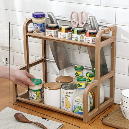 Kitchen Organizer Shelf Double-Deck Household Plastic Portable Small Size Storages Rack Hommart