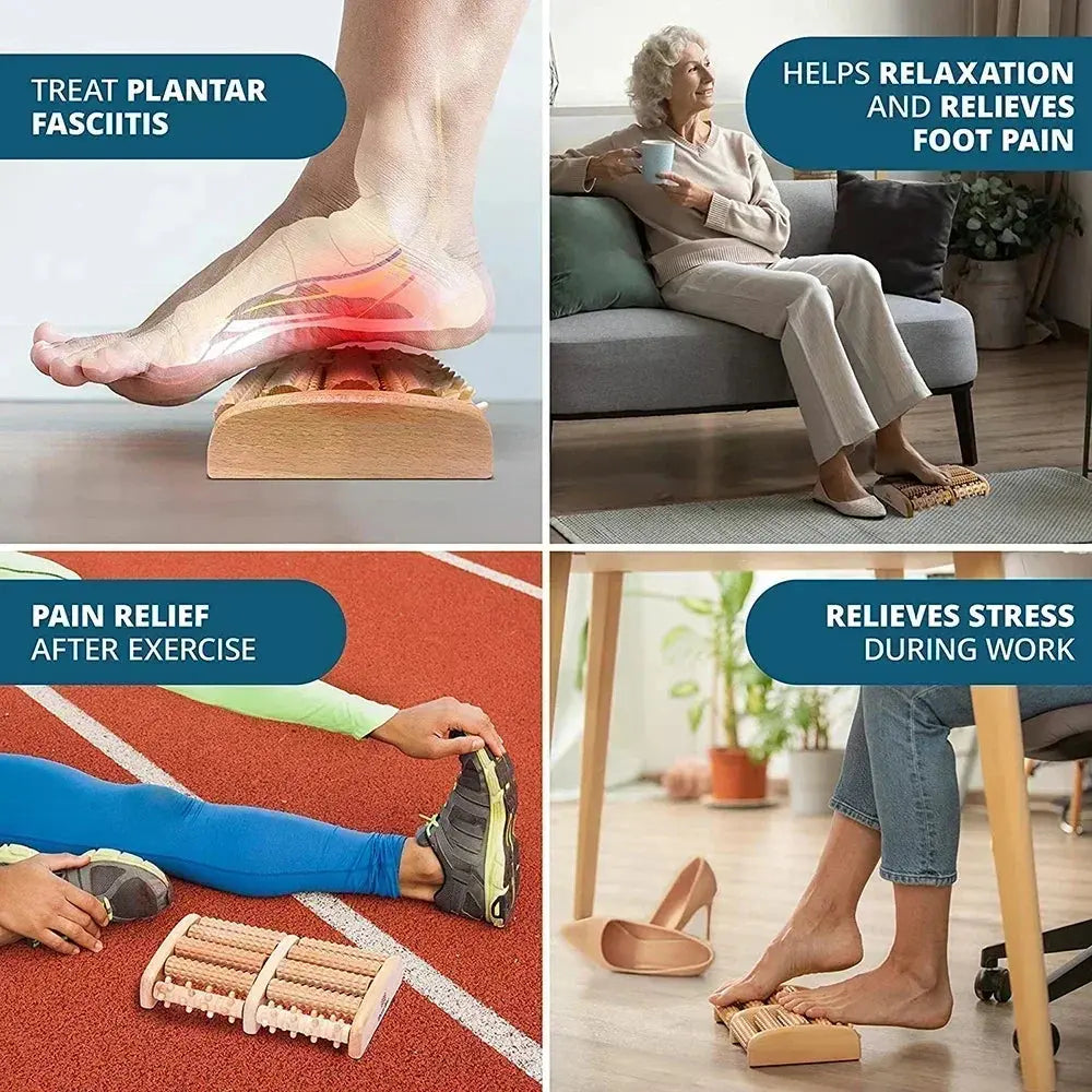 Wooden Foot Roller Wood Care Massage Reflexology Muscle Relax Relief Massager Hommart