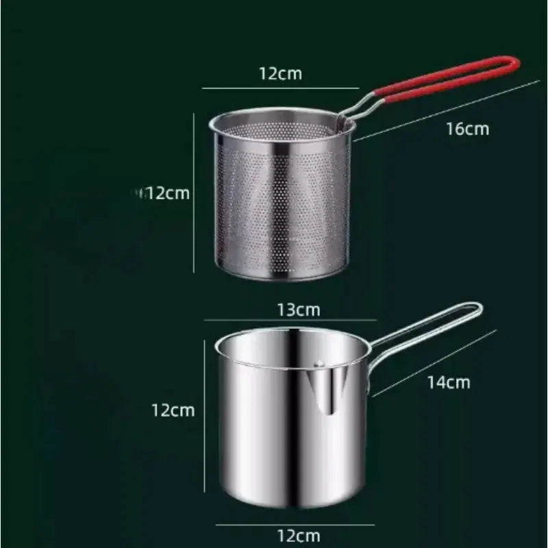 1200ml Small Stainless Steel Deep Fryer Pot with Long Handle Hommart