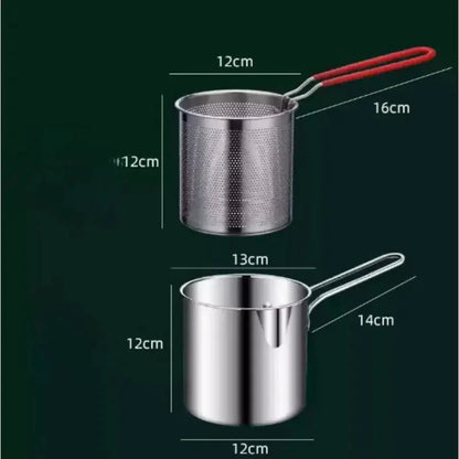 1200ml Small Stainless Steel Deep Fryer Pot with Long Handle Hommart