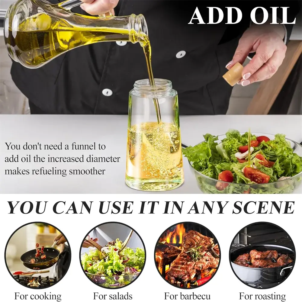 2 in 1 Oil Dispenser-Oil Sprayer,Oil Sprayer for Cooking,Food-grade 470ML Hommart