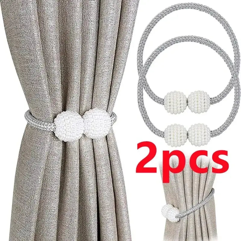 2PCS Pearl Magnetic Curtain Clip Curtain Holders Tie Back Buckle Clips Hanging Ball Hommart