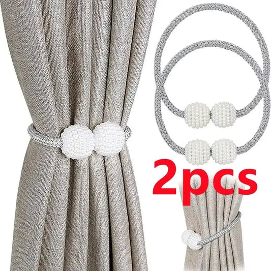 2PCS Pearl Magnetic Curtain Clip Curtain Holders Tie Back Buckle Clips Hanging Ball Hommart