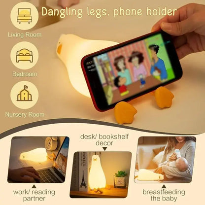 LED Duck Night Light Rechargeable Touch Silicone Cartoon Clap Hommart