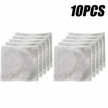 10 Pcs Magic Cleaning Cloth Double-sided Metal Steel Wire Rags Hommart
