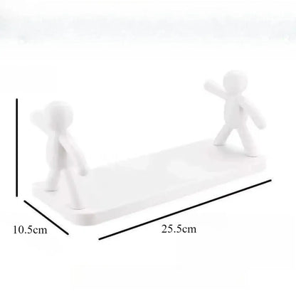 Creative Bathroom Storage Shelves Cute White Doll Villain Shelves Shelf Self-adhesive Sticker Hommart