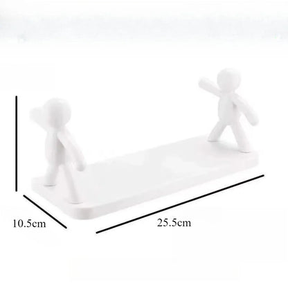 Creative Bathroom Storage Shelves Cute White Doll Villain Shelves Shelf Self-adhesive Sticker