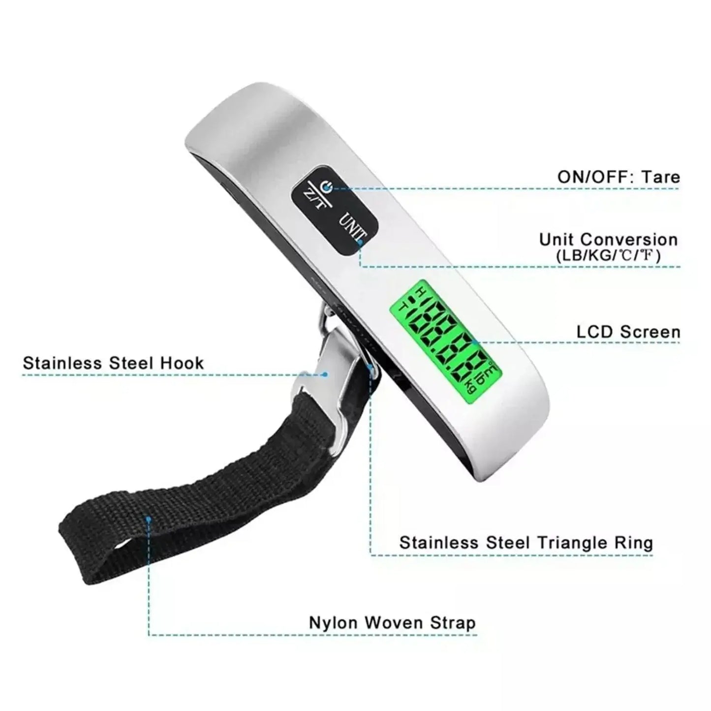 50kg Digital Handheld Portable Hanging Baggage Scale Hommart