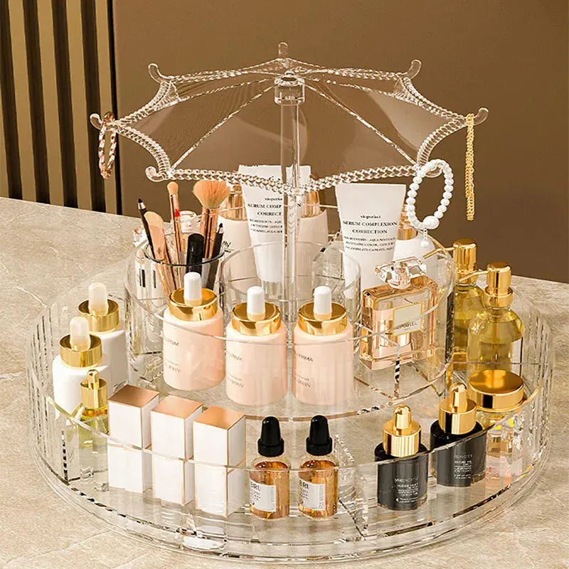 New Transparent Makeup Organizers with 360 Degree Rotation Storage Shelf Homemart