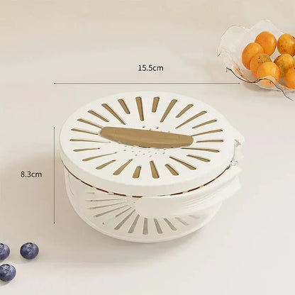 2-in-1 Rinse & Drain Bowl with Lid – Multi-Purpose Food Prep & Storage Container Hommart