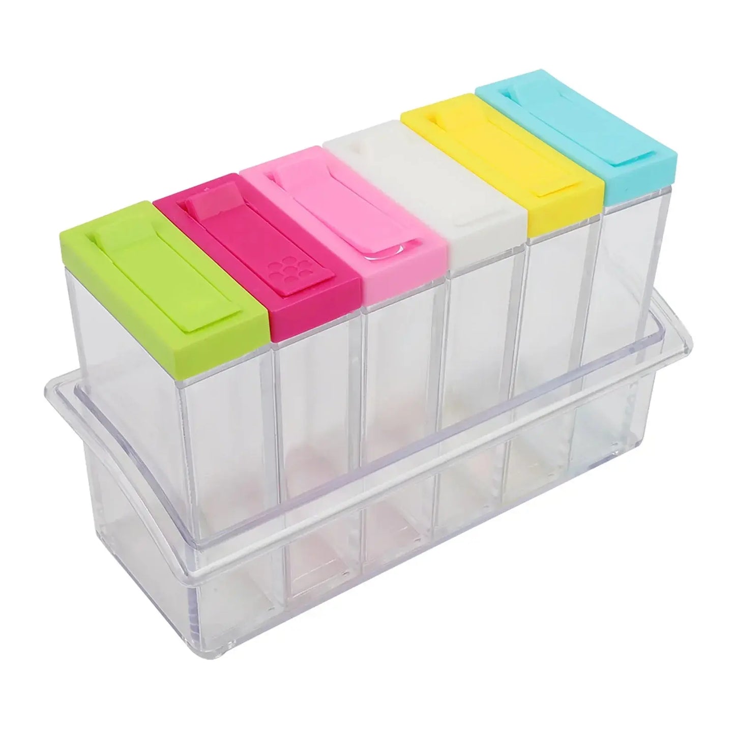 Household Transparent Plastic Seasoning Bottles Jars 6 Boxes Set Hommart