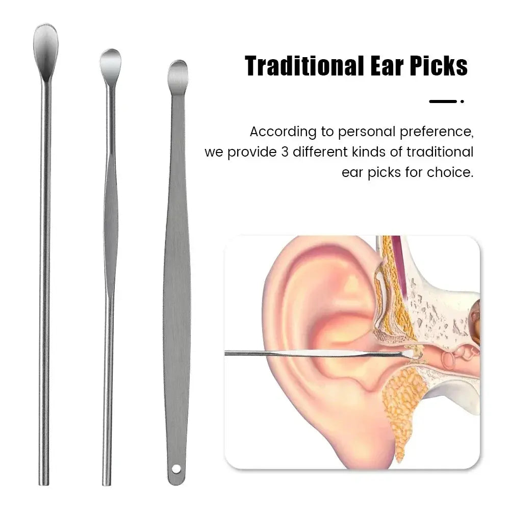 Effective 6Pcs Earwax Cleaning Tool with Spiral Earpick and Ear Curette Homemart