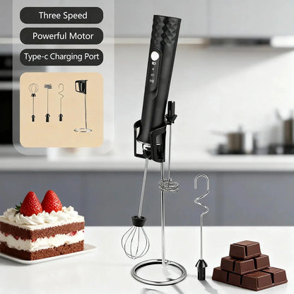 Milk Frother Wand Coffee Frother Handheld Foam Maker For Latte Rechargeable Electric Milk Hommart