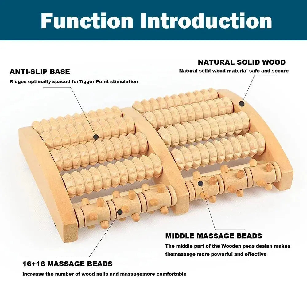 Wooden Foot Roller Wood Care Massage Reflexology Muscle Relax Relief Massager Hommart