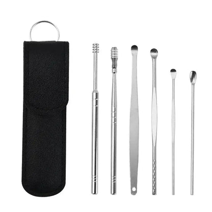 Effective 6Pcs Earwax Cleaning Tool with Spiral Earpick and Ear Curette Homemart