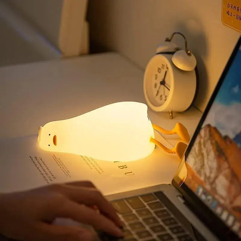 LED Duck Night Light Rechargeable Touch Silicone Cartoon Clap Hommart