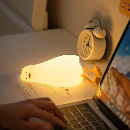 LED Duck Night Light Rechargeable Touch Silicone Cartoon Clap Hommart