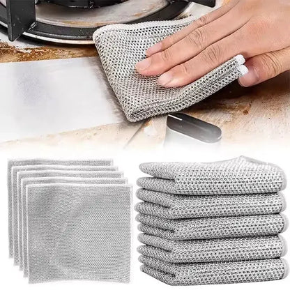 10 Pcs Magic Cleaning Cloth Double-sided Metal Steel Wire Rags Hommart