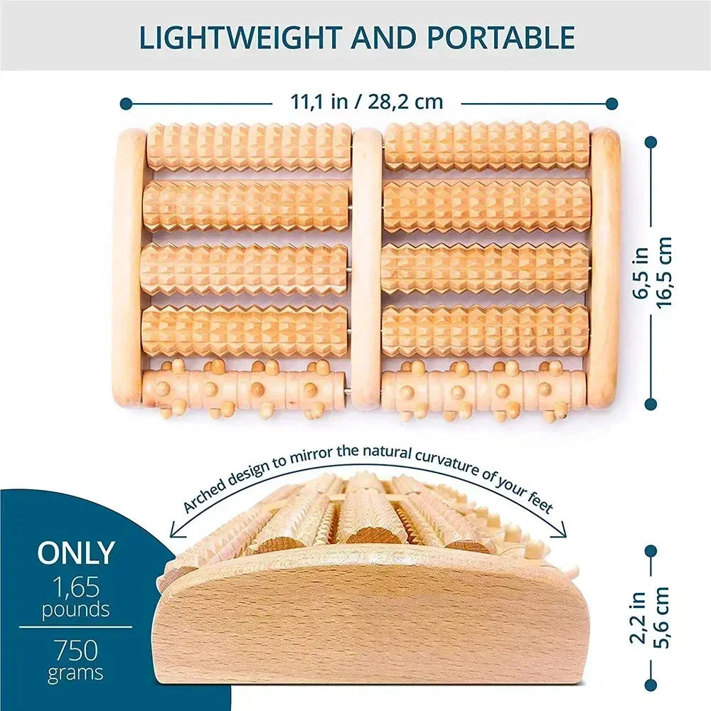 Wooden Foot Roller Wood Care Massage Reflexology Muscle Relax Relief Massager Hommart