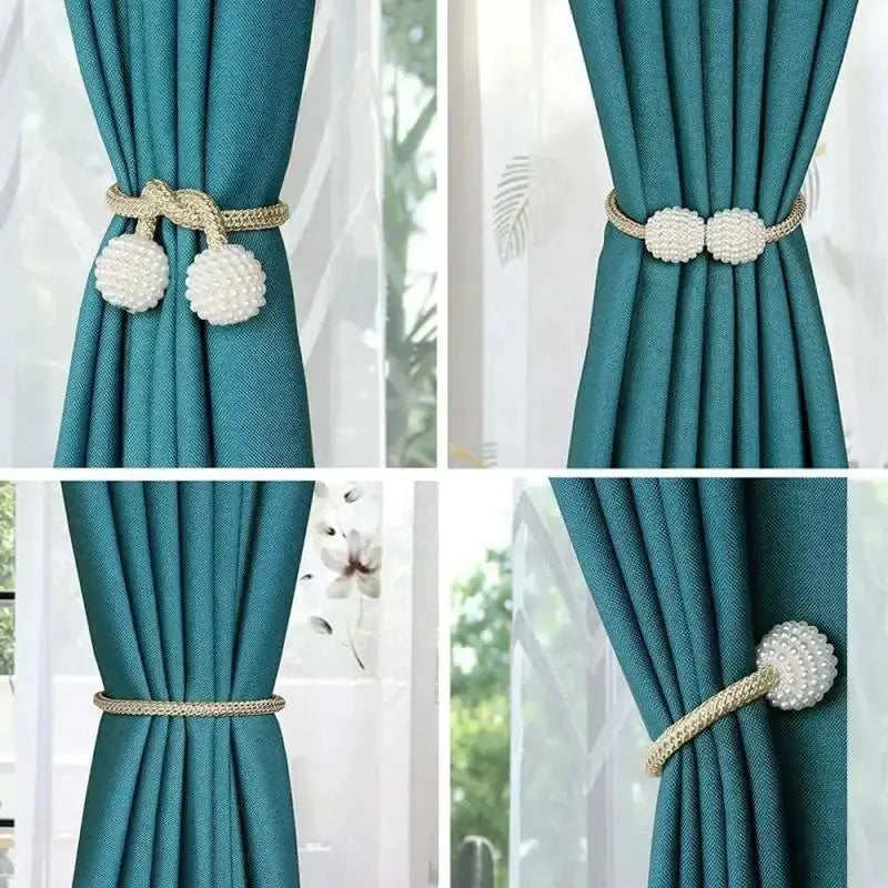 2PCS Pearl Magnetic Curtain Clip Curtain Holders Tie Back Buckle Clips Hanging Ball Hommart
