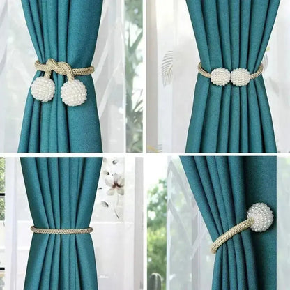 2PCS Pearl Magnetic Curtain Clip Curtain Holders Tie Back Buckle Clips Hanging Ball Hommart