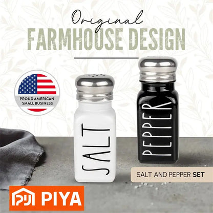 2pc Salt and Pepper and Condiment Storage Container Shakers Set Hommart