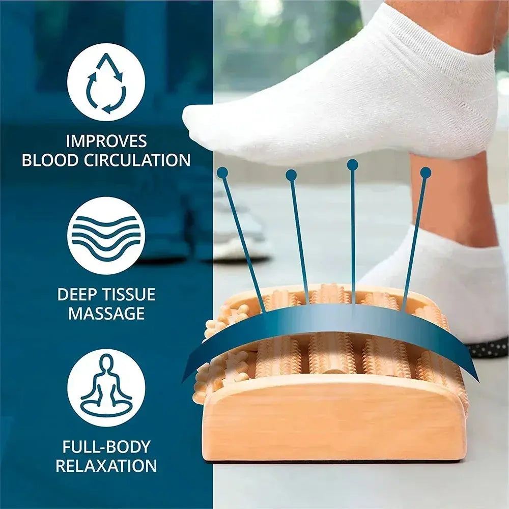 Wooden Foot Roller Wood Care Massage Reflexology Muscle Relax Relief Massager Hommart