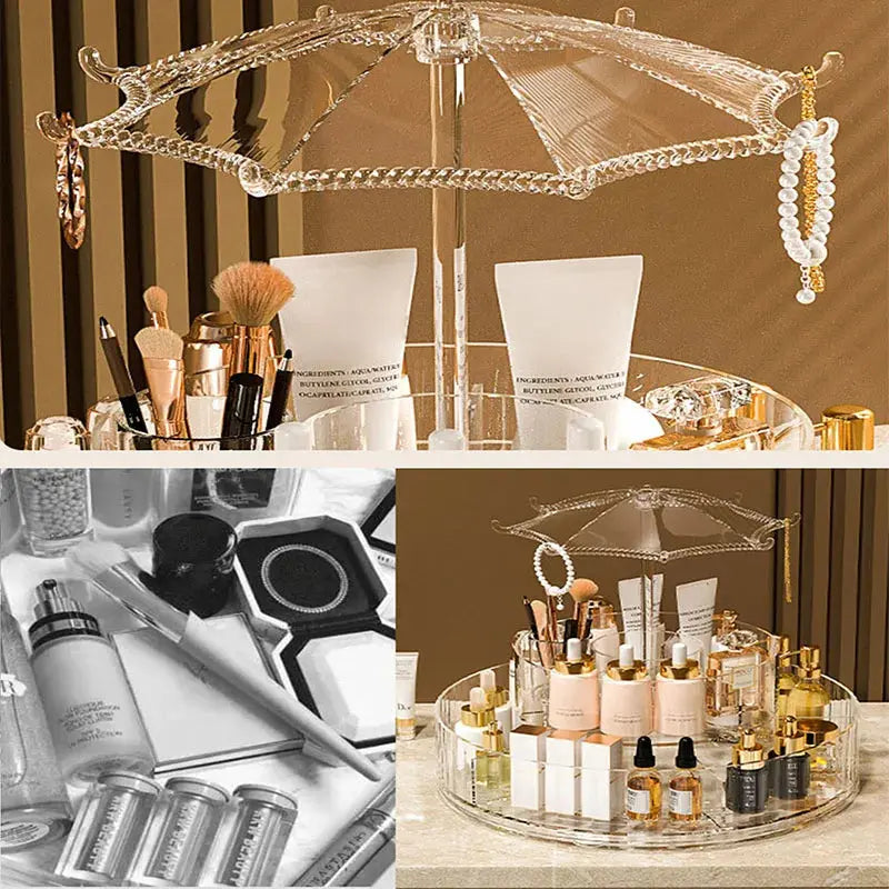 New Transparent Makeup Organizers with 360 Degree Rotation Storage Shelf Homemart