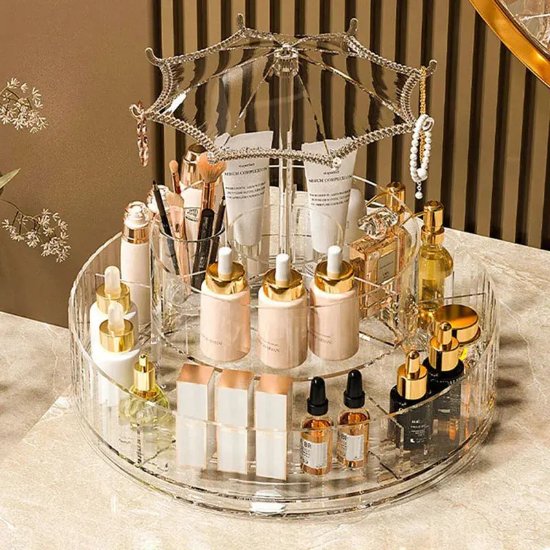 New Transparent Makeup Organizers with 360 Degree Rotation Storage Shelf Homemart