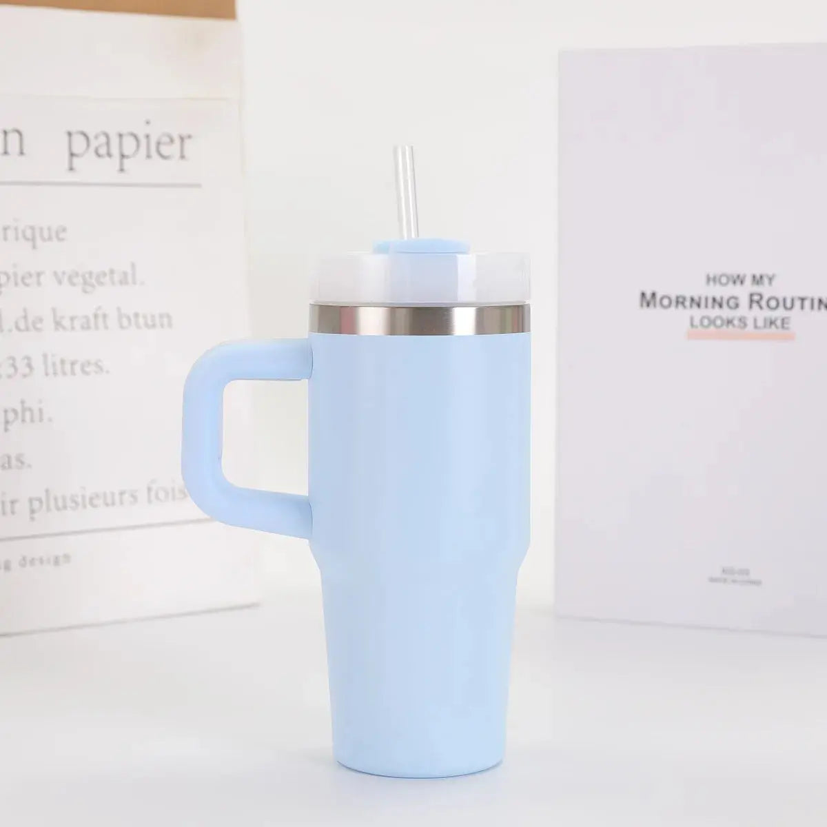 Car Mug with Handle Double-layer Vacuum Coffee Cup Portable Sport Water Bottle Hommart