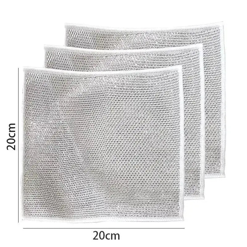 10 Pcs Magic Cleaning Cloth Double-sided Metal Steel Wire Rags Hommart