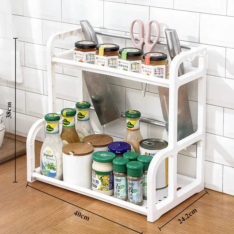 Kitchen Organizer Shelf Double-Deck Household Plastic Portable Small Size Storages Rack Hommart