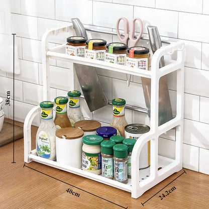 Kitchen Organizer Shelf Double-Deck Household Plastic Portable Small Size Storages Rack Hommart