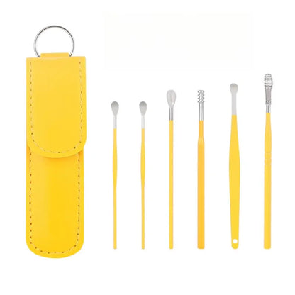Effective 6Pcs Earwax Cleaning Tool with Spiral Earpick and Ear Curette Homemart