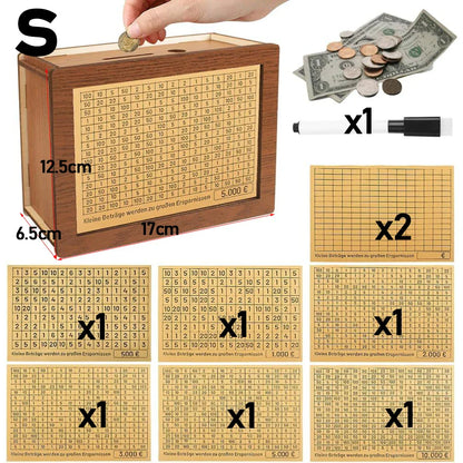 Euro Money Box Piggy Bank Wood Money Bank Reusable Money Box