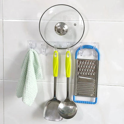 Transparent Strong Self Adhesive Hook Nail-free Wall Hook Kitchen Bathroom