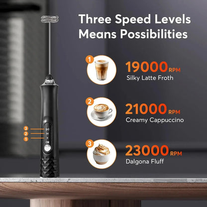 Milk Frother Wand Coffee Frother Handheld Foam Maker For Latte Rechargeable Electric Milk Hommart